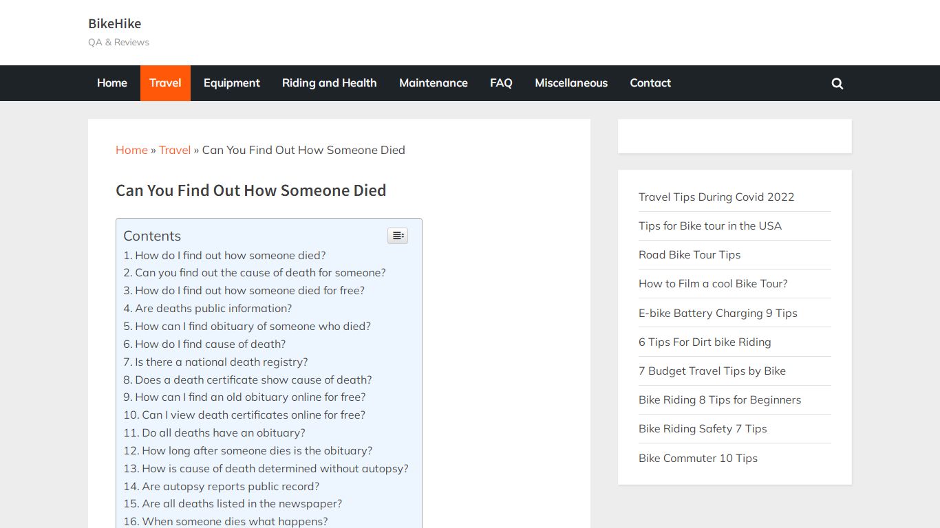 Can You Find Out How Someone Died - BikeHike